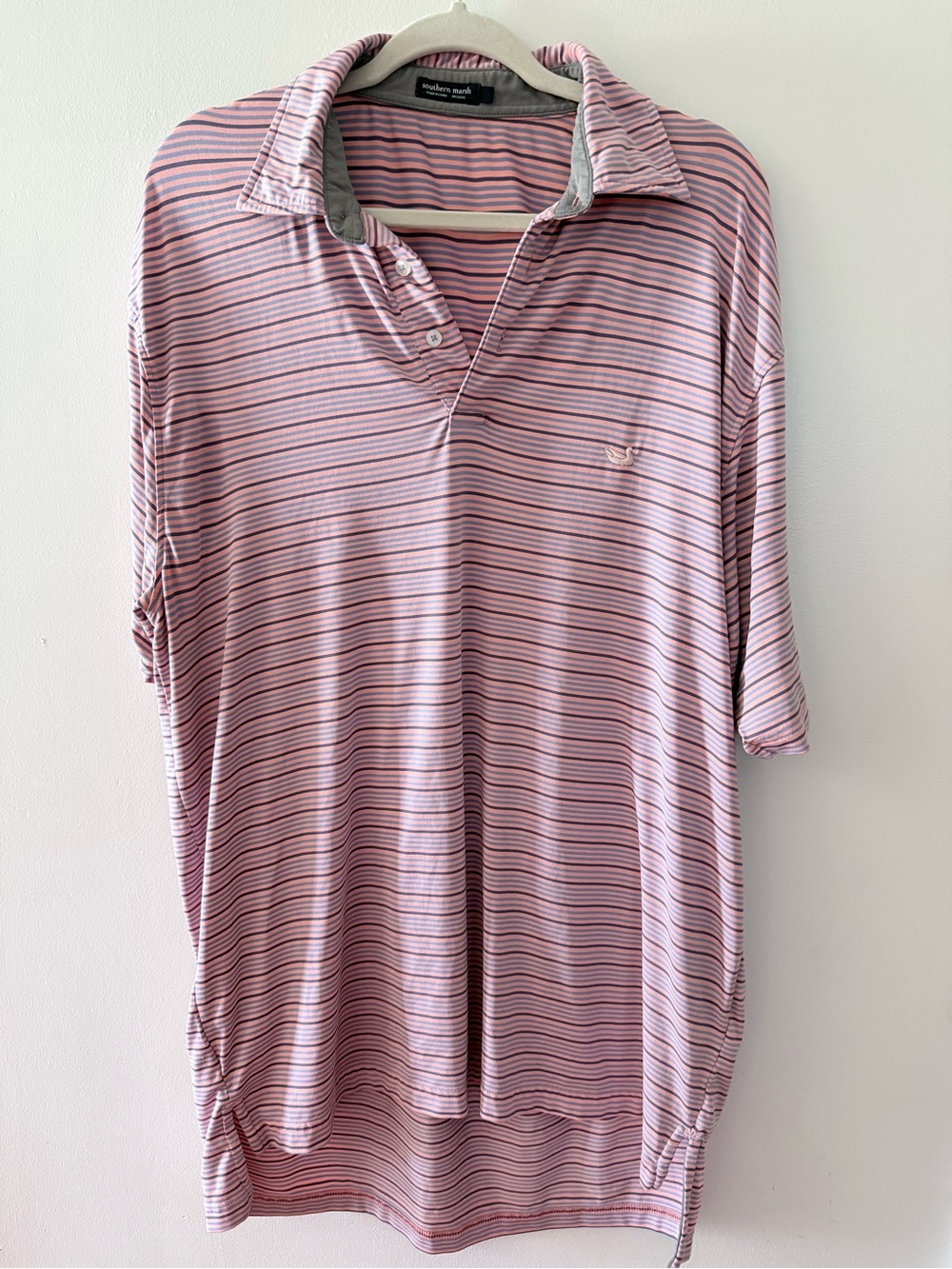 Southern Marsh Pink and Navy Striped Polo